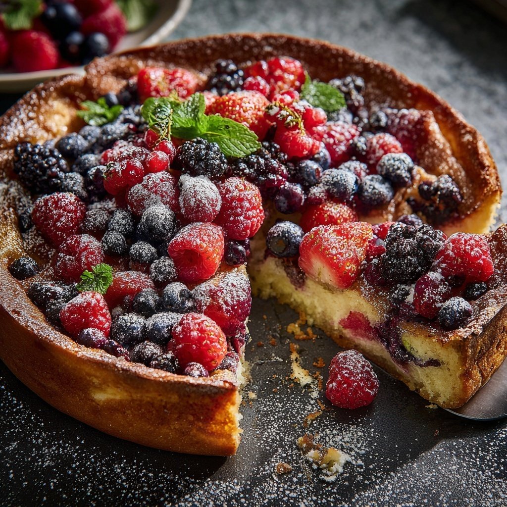 Zitronenkuchen mit Beeren