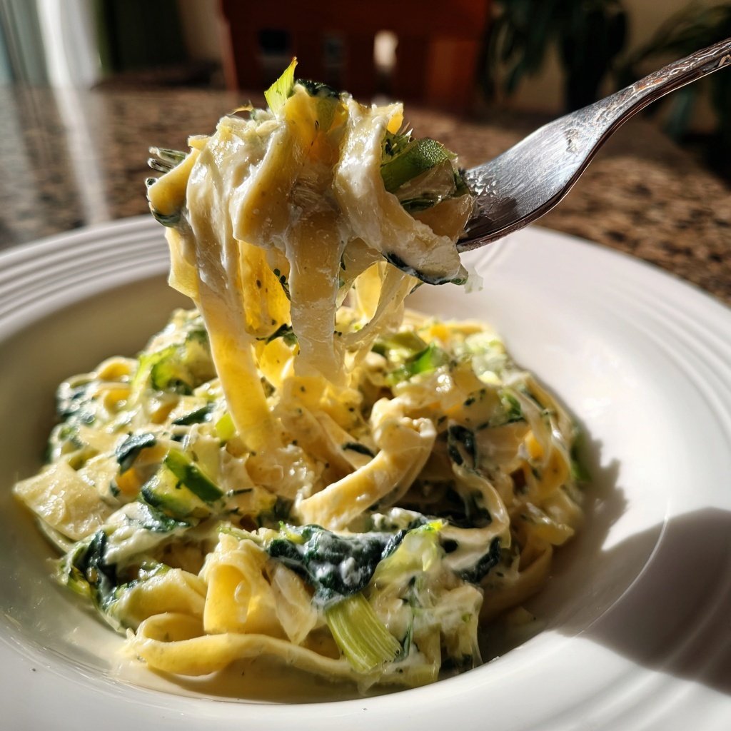 Tagliatelle mit Lauch und Sahne