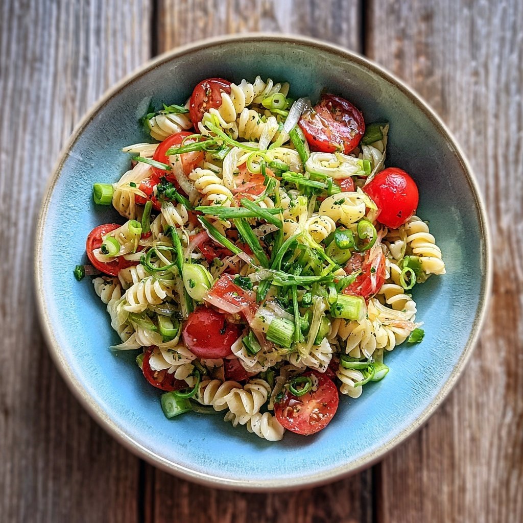 Mediterraner Nudelsalat Mit Frühlingszwiebeln