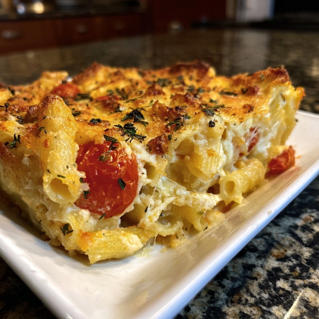 Nudelauflauf mit Tomaten und Kräutern