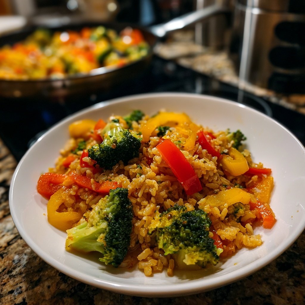 Abendessen mit Reis und Gemüse