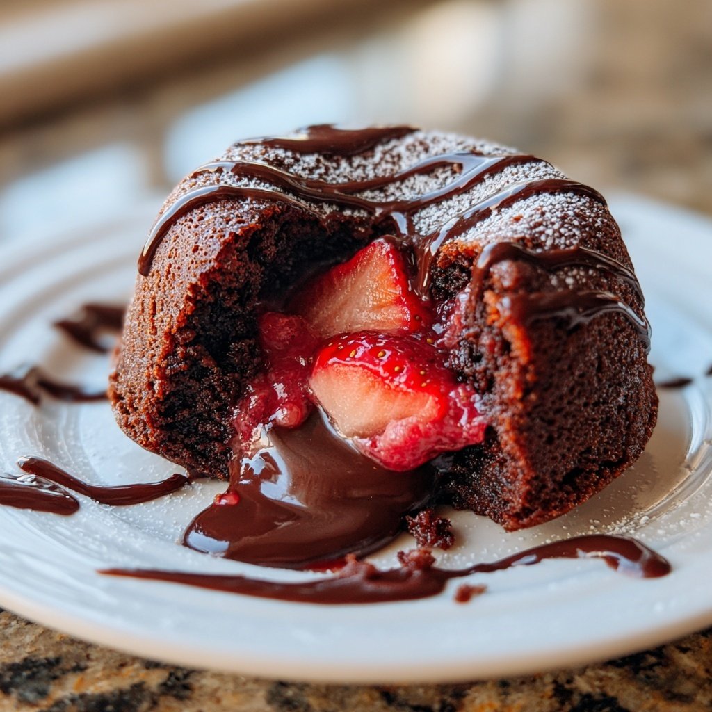 Lava Cake mit Erdbeerfüllung
