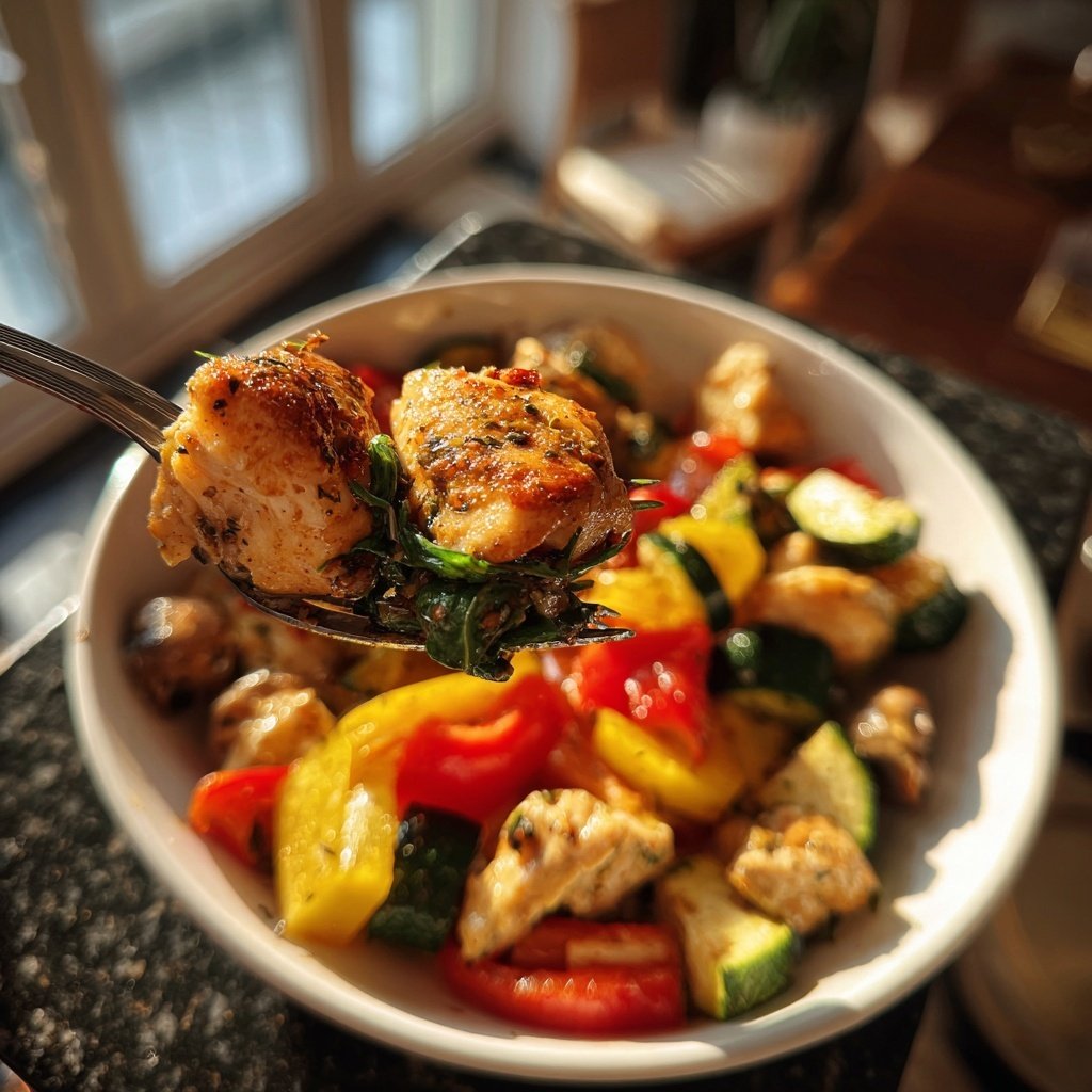 Kalorienarme Gemüsepfanne Mit Hähnchen