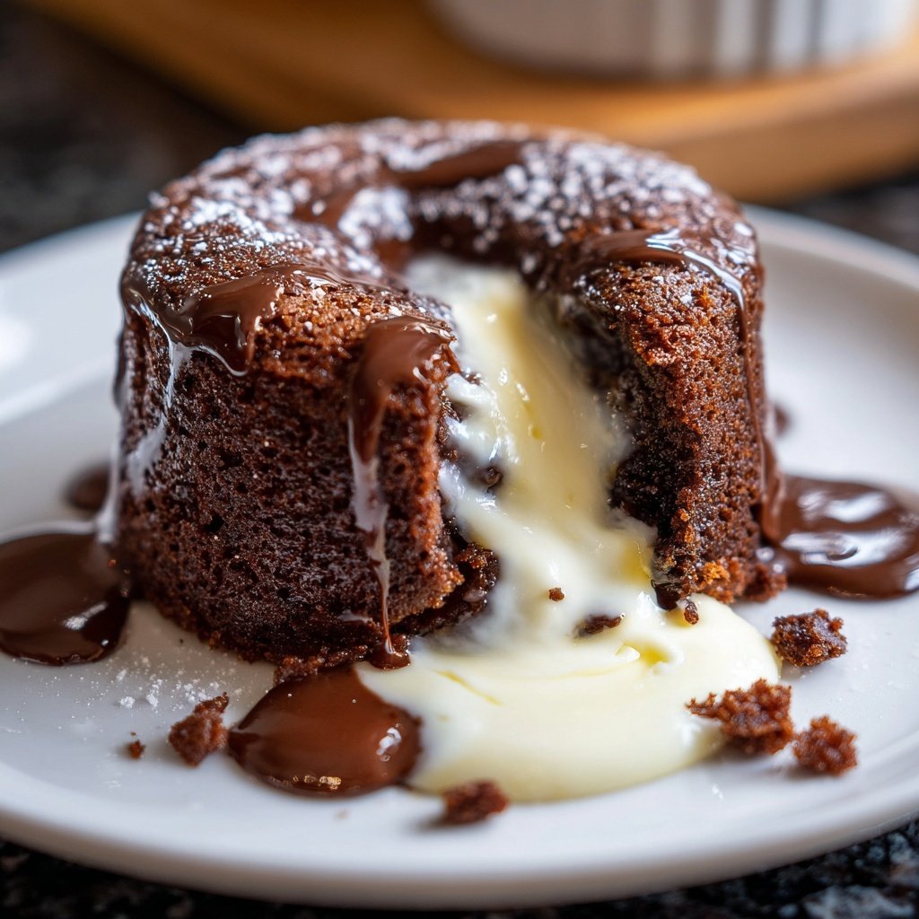 Lava Cake mit weißer Schokolade