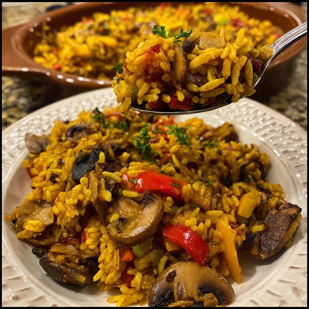 Paella mit Pilzen