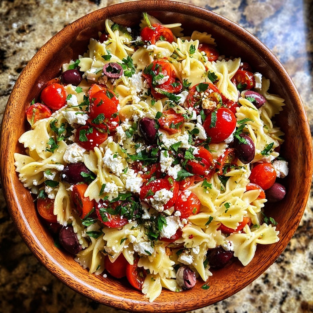 Mediterraner Nudelsalat Mit Feta